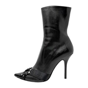 Dior Black Leather Mid Calf Boots Stiletto Heel Designer‎ Boots 41